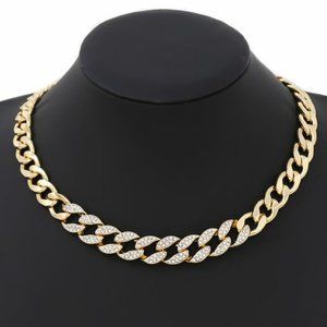 Rhinestone Linked Chain Necklace